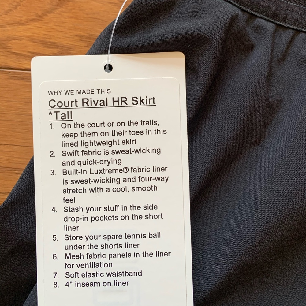 🎁Tall Lululemon High Rise Court Rival Skirt-Black - Picture 14 of 16